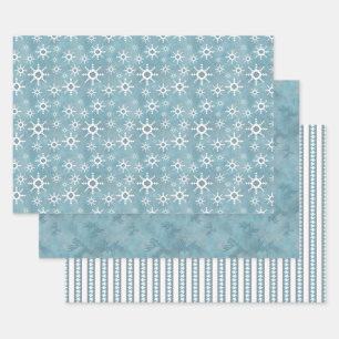 Southwest Winter Snowflakes Deer Pines Pattern Wrapping Paper Sheet