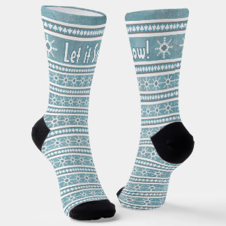 Southwest Winter Snowflakes Fun Personalised Blue Socks