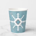 Southwest Winter Snowflakes Paper Cups<br><div class="desc">Inspired by the design elements distinctive to the artist's surroundings in the southwest, this original artwork features a blue and silver grey rock textured background with geometric snowflakes. Your purchase of my designs on Zazzle products helps support my livelihood as an artist! Artellus Artworks™ features original art and designs created...</div>