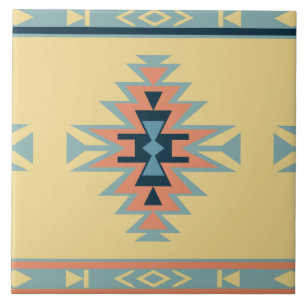 Southwest Yellow and Blue Ceramic Tile