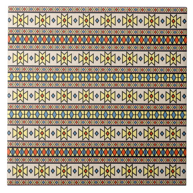 Southwest Yellow Butterfly Symbol Beige Background Tile (Front)