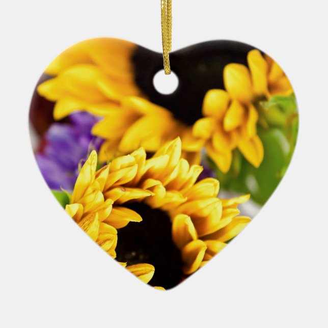 Southwest Yellow Sunflower Ceramic Tree Decoration (Front)