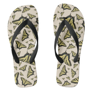 Southwest Yellow Swallowtail Butterflies All Over Flip Flops