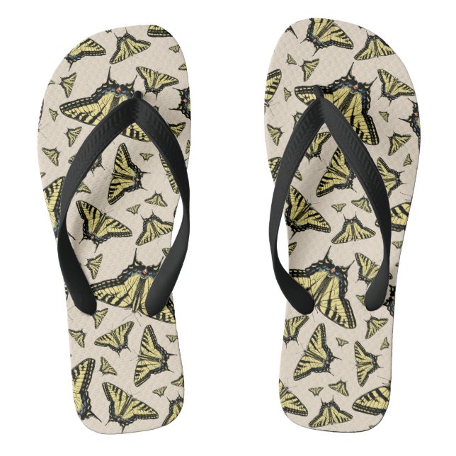 Southwest Yellow Swallowtail Butterflies All Over Flip Flops (Footbed)