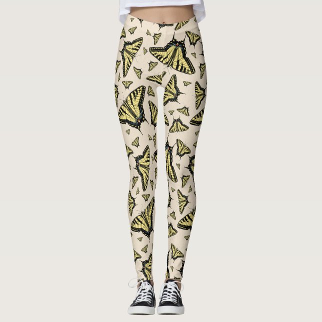 Southwest Yellow Swallowtail Butterflies All Over  Leggings (Front)