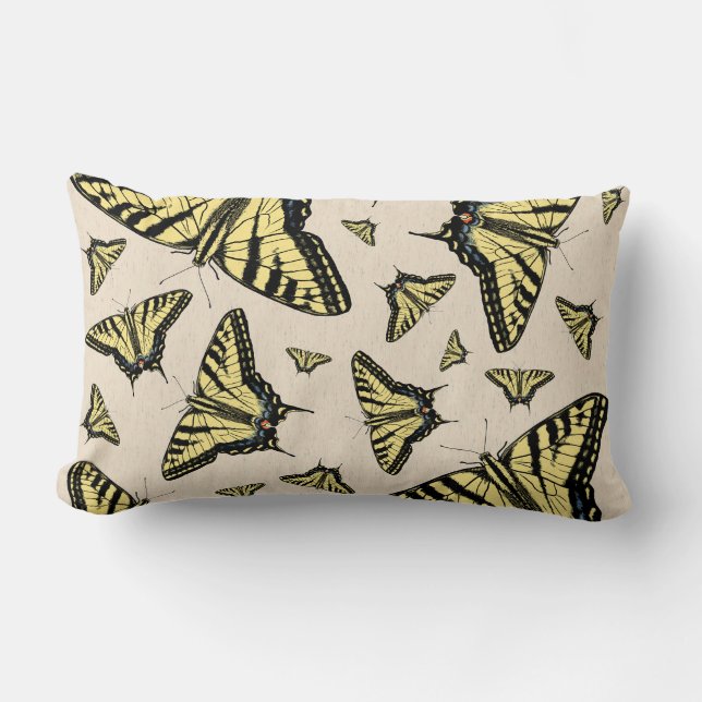 Southwest Yellow Swallowtail Butterflies All Over  Lumbar Cushion (Front)