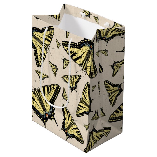 Southwest Yellow Swallowtail Butterflies All Over Medium Gift Bag (Front Angled)