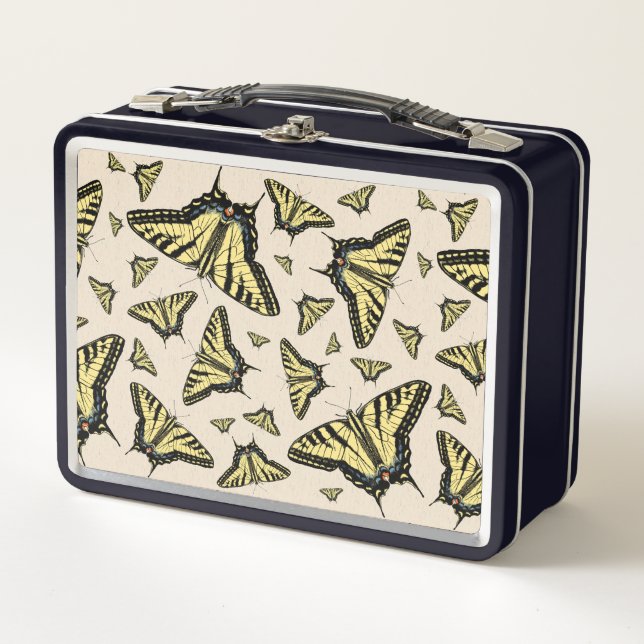 Southwest Yellow Swallowtail Butterflies All Over  Metal Lunch Box (Front)