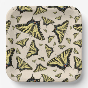 Southwest Yellow Swallowtail Butterflies All Over  Paper Plate
