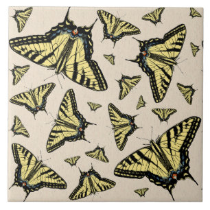 Southwest Yellow Swallowtail Butterflies All Over  Tile