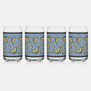 Southwest Yellow Swallowtail Butterflies Blue Can Glass