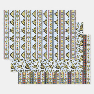 Southwest Yellow Swallowtail Butterflies Blue Sky Wrapping Paper Sheet