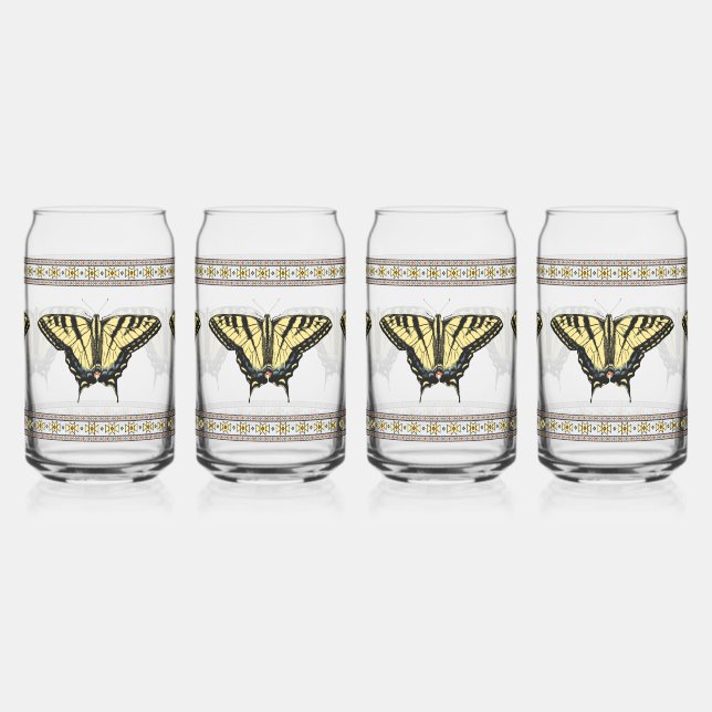 Southwest Yellow Swallowtail Butterflies  Can Glass (Left)