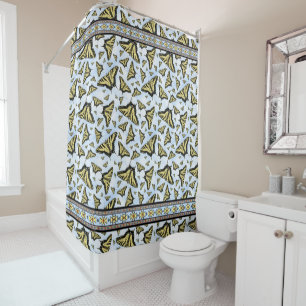 Southwest Yellow Swallowtail Butterflies Geometric Shower Curtain