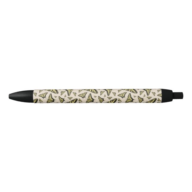 Southwest Yellow Swallowtail Butterflies Pattern Black Ink Pen (Front)