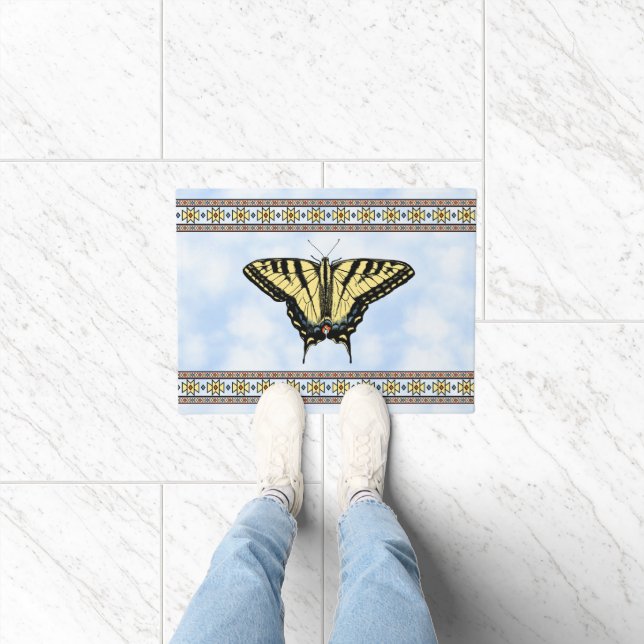 Southwest Yellow Swallowtail Butterfly Blue Sky Doormat (Indoor)