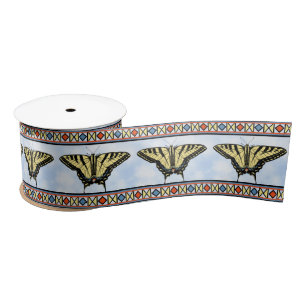 Southwest Yellow Swallowtail Butterfly Blue Sky Satin Ribbon