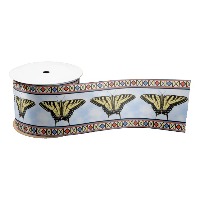 Southwest Yellow Swallowtail Butterfly Blue Sky Satin Ribbon (Spool)