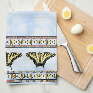 Southwest Yellow Swallowtail Butterfly Blue Sky Tea Towel