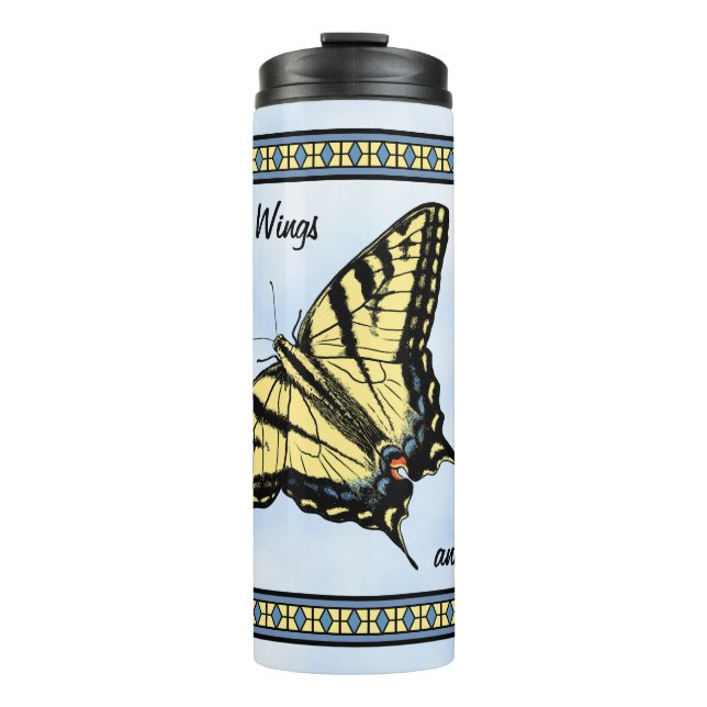 Southwest Yellow Swallowtail Butterfly Personalise Thermal Tumbler (Front)
