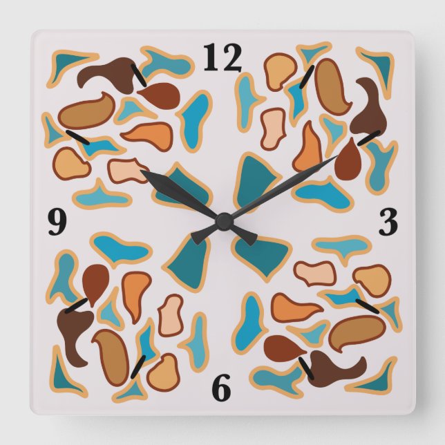 Southwestern Abstract Earth Tone Pattern Art Square Wall Clock (Front)