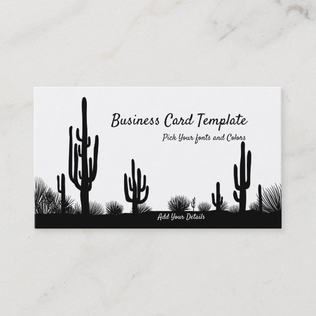 Southwestern Arizona Cactus Desert Sunset Business Card (Front)