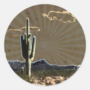 southwestern art Desert  succulent Saguaro Cactus Classic Round Sticker