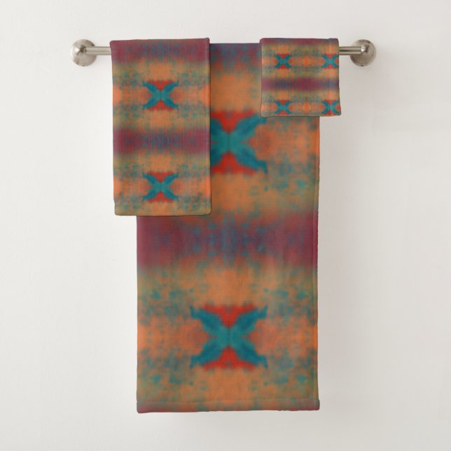 Southwestern Art Inspired Horizontal Pattern  Bath Towel Set (Insitu)
