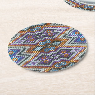Southwestern Bead Art Round Paper Coaster