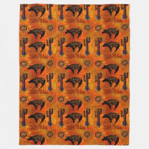 Southwestern Bear Art Fleece Blanket
