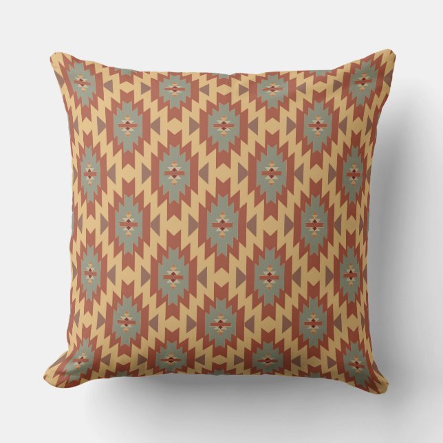 Southwestern Beauty | Aqua and Gold Cushion (Front)