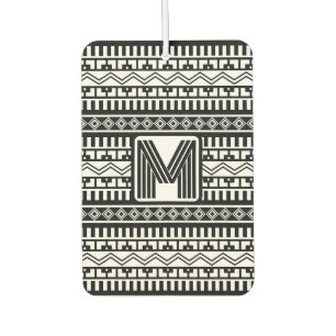 Southwestern Black & White Geometric Personalised Car Air Freshener