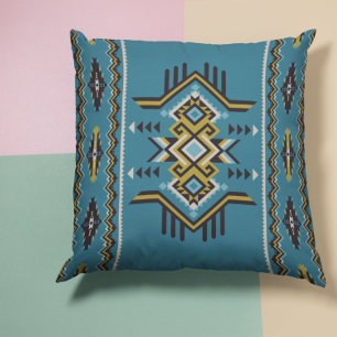 Southwestern Blue And Yellow Cushion