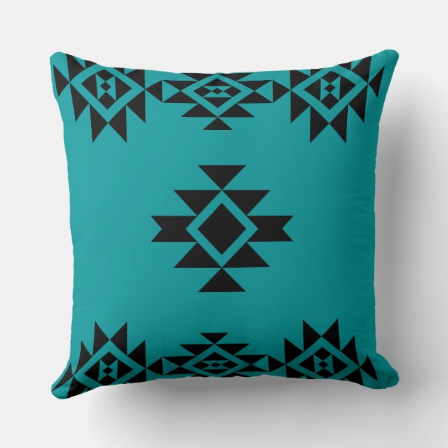SOUTHWESTERN BLUE GEOMETRIC PATTERN CUSHION (Back)