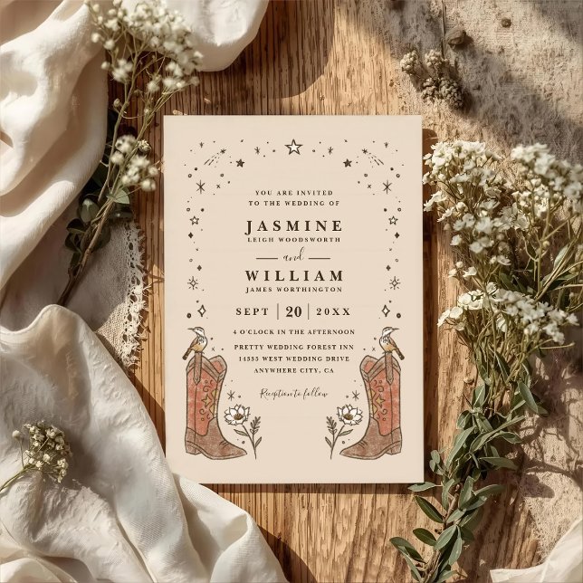 Southwestern Boho Countryside Chic QR Code Wedding Invitation (Creator Uploaded)