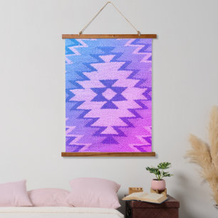 Southwestern Bright Blue, Pink, Purple Hues,  Hanging Tapestry