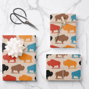 Southwestern Buffalo Pattern Wrapping Paper Sheet