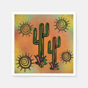 SOUTHWESTERN CACTUS ART NAPKIN
