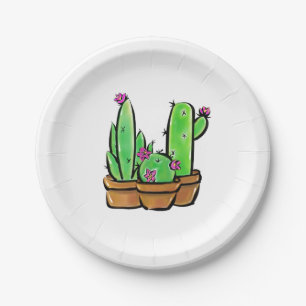 Southwestern Cactus cacti succulents  Paper Plate