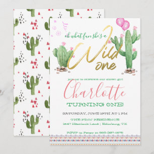 Southwestern Cactus First Birthday Invitation
