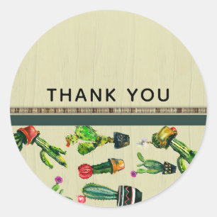 Southwestern Cactus Plant Natural Rustic Favour Classic Round Sticker