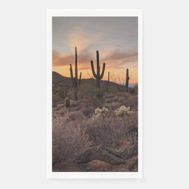Southwestern Cactus Sunset Desert Napkin (Front)