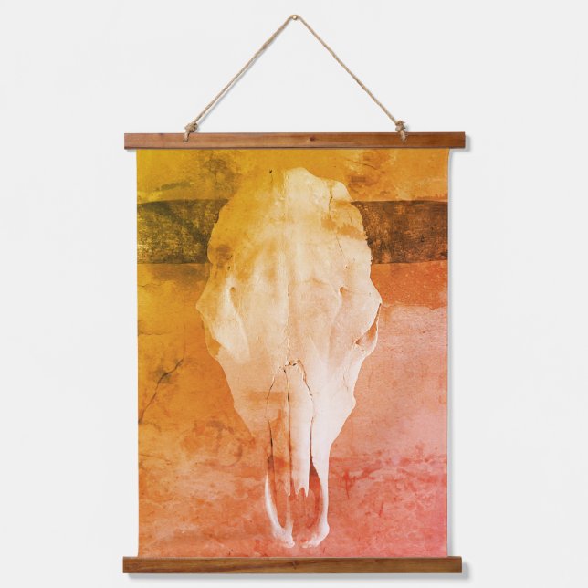 Southwestern Cattle Skull Wall Tapestry (Front)