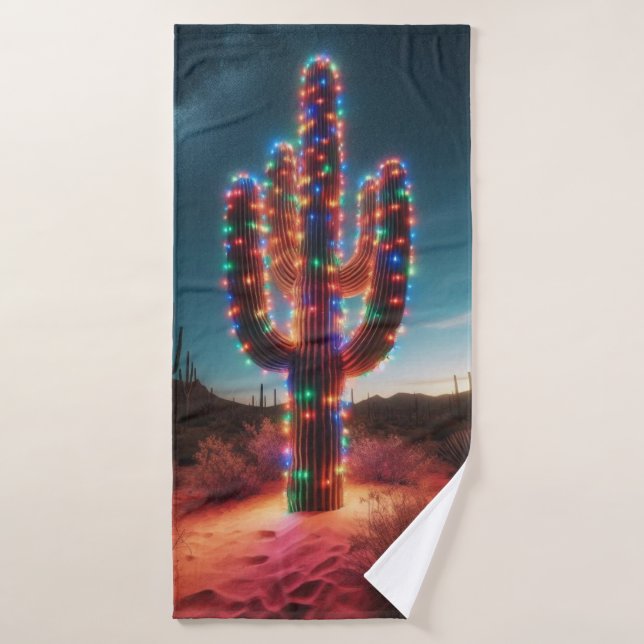 Southwestern Christmas desert cactus  Bath Towel (Bath Towel)