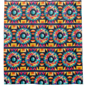 Southwestern Colourful Geometric Quilt Pattern Shower Curtain