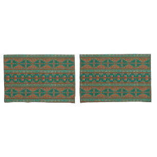 Southwestern Copper Teal Geometric Print Standard Pillowcase
