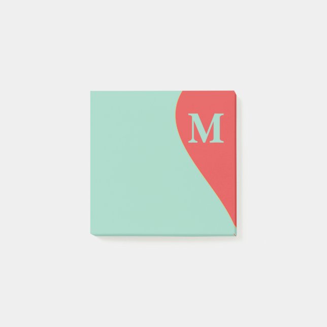 Southwestern Coral and Turqoise with Monogram Post-it Notes (Front)