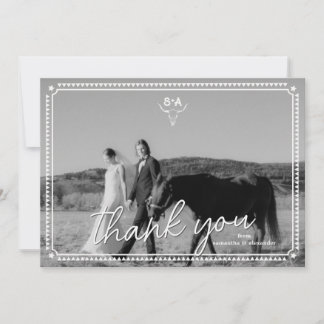 Southwestern Country Photo Wedding Rustic Note Thank You Card