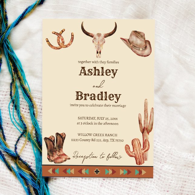 Southwestern country ranch western cowgirl wedding invitation (Creator Uploaded)
