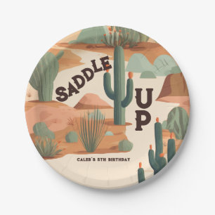 Southwestern Cowboy Saddle Up Boys Birthday  Paper Plate
